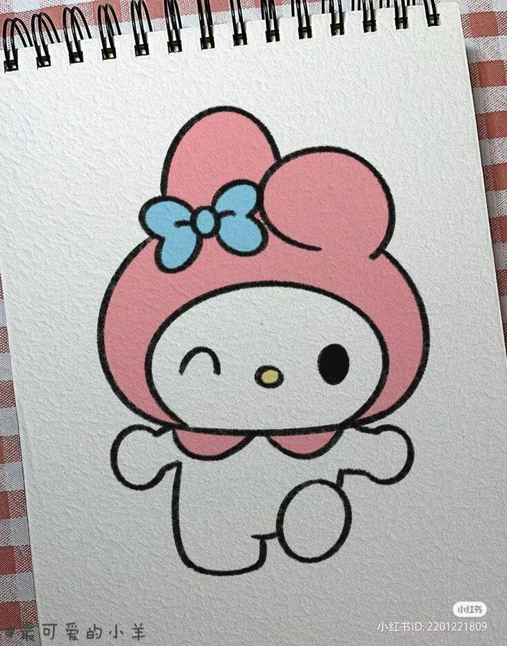Cute Drawing to Draw of Kawaii Character with Blue Bow