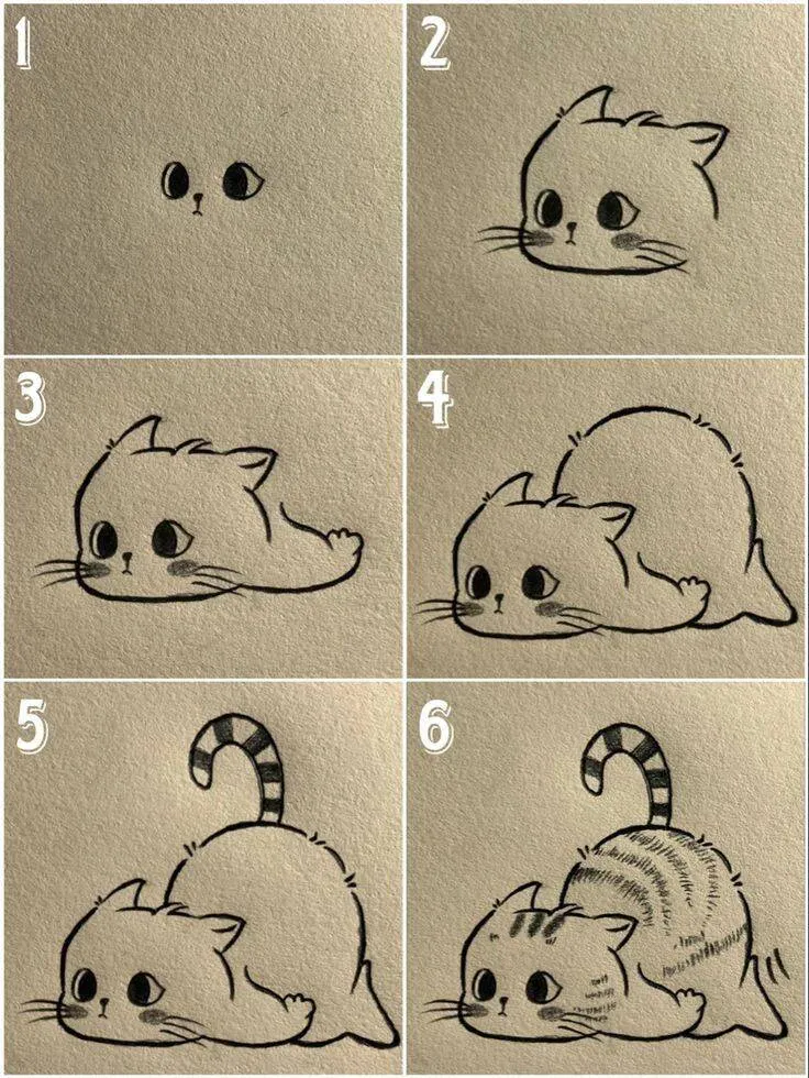 Cute Drawing to Draw of a Playful Kitten