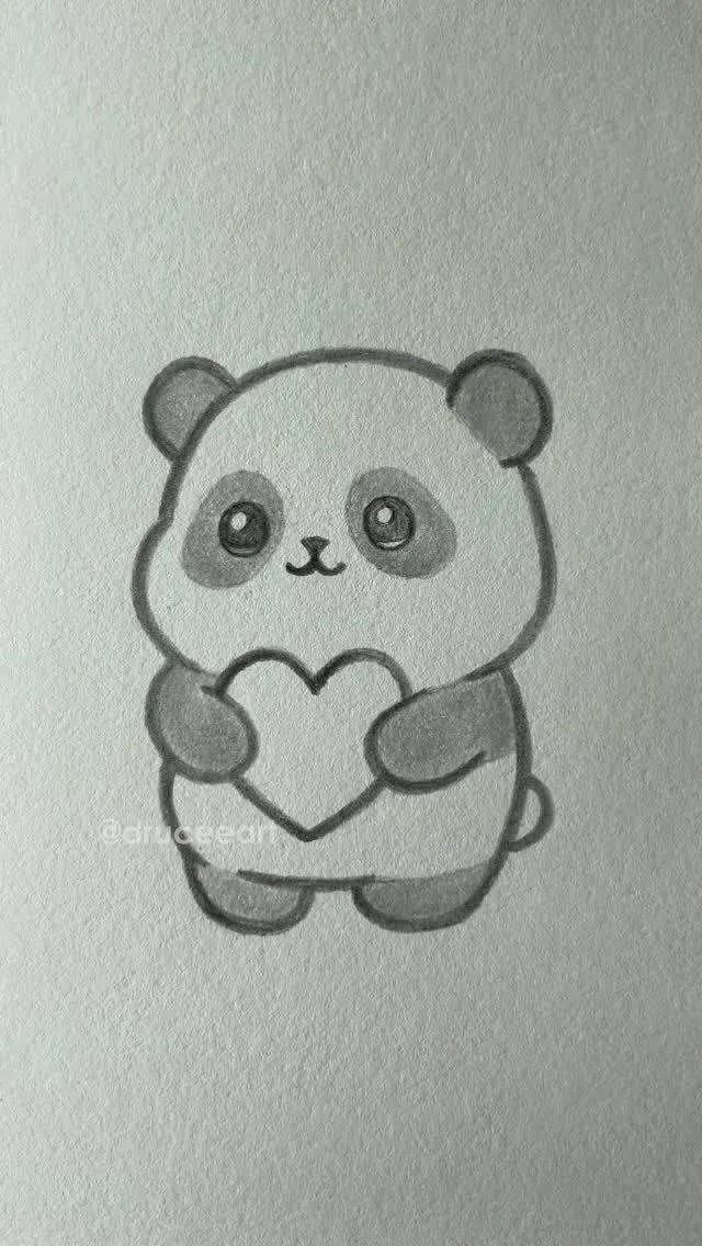 Cute Panda with Heart Drawing to Draw