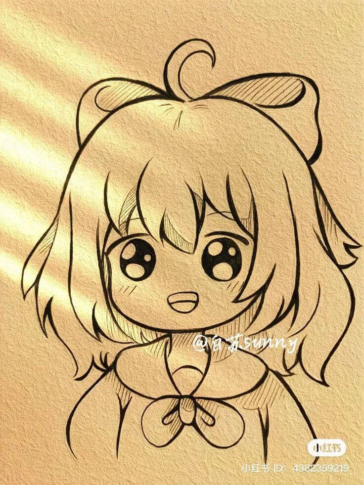 Cute Drawing to Draw of a Girl with a Bow