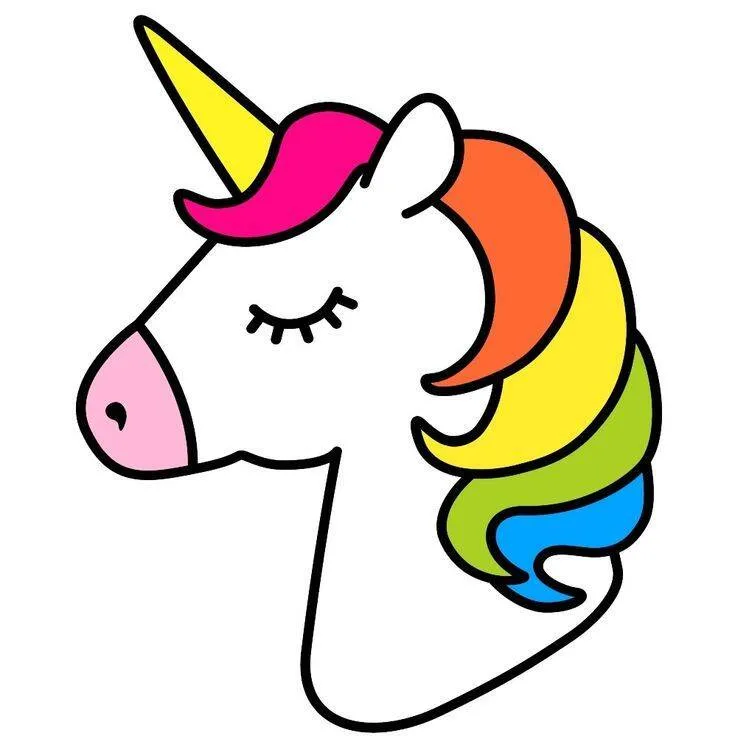 Desenho Fofo para Desenhar de Unicórnio com Cabelos Coloridos