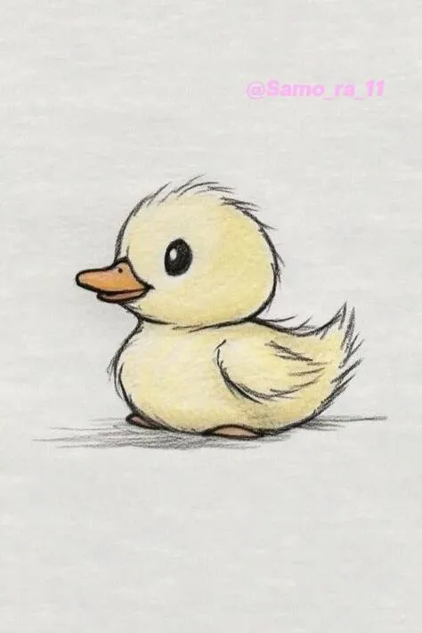 Cute Drawing to Draw of Adorable Duckling