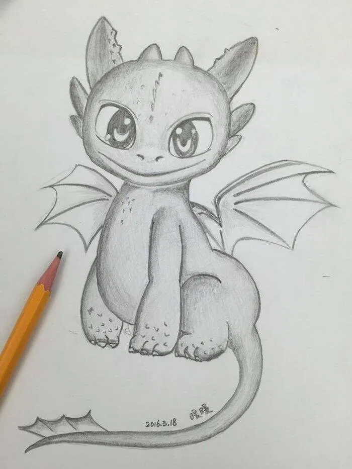 Cute Kawaii Dragon Drawing to Draw