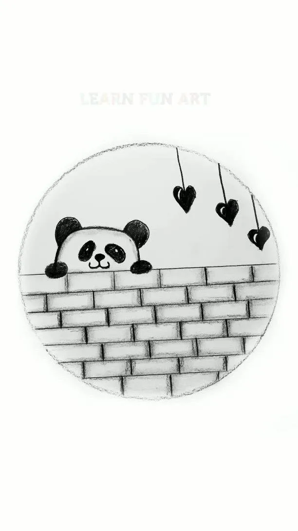 Cute Drawing to Draw of Panda with Hearts