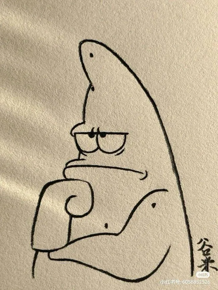 Cute Drawing of a Thorghtful Starfish
