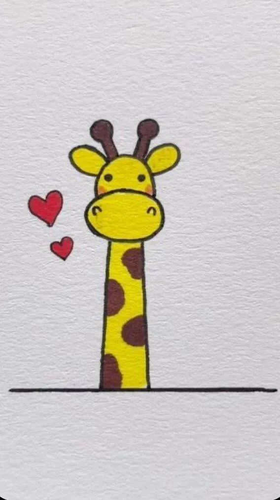 Cute Drawing to Draw of a Giraffe with Hearts