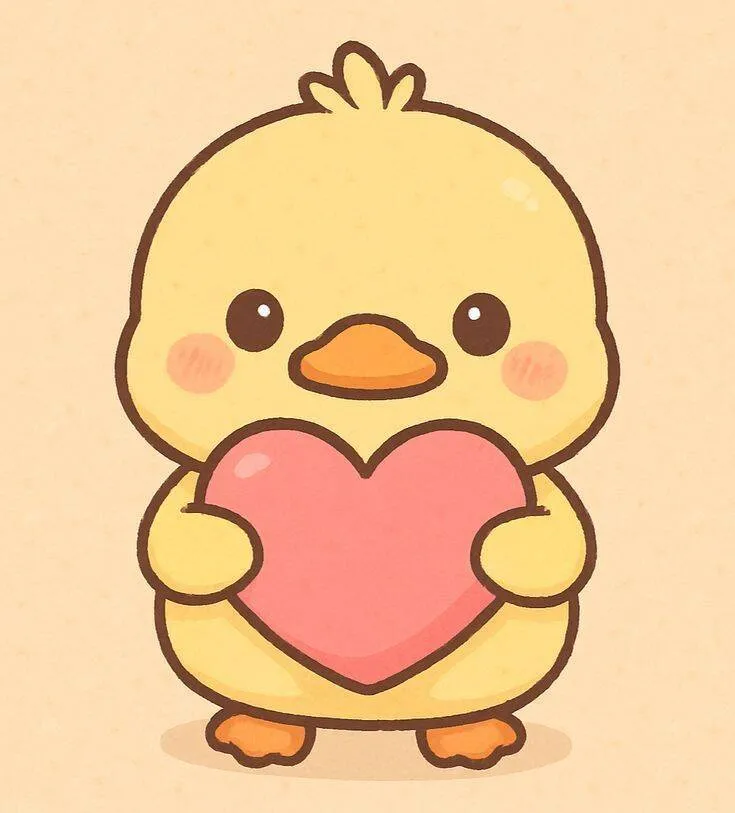 Cute Drawing to Draw Duckling with Heart
