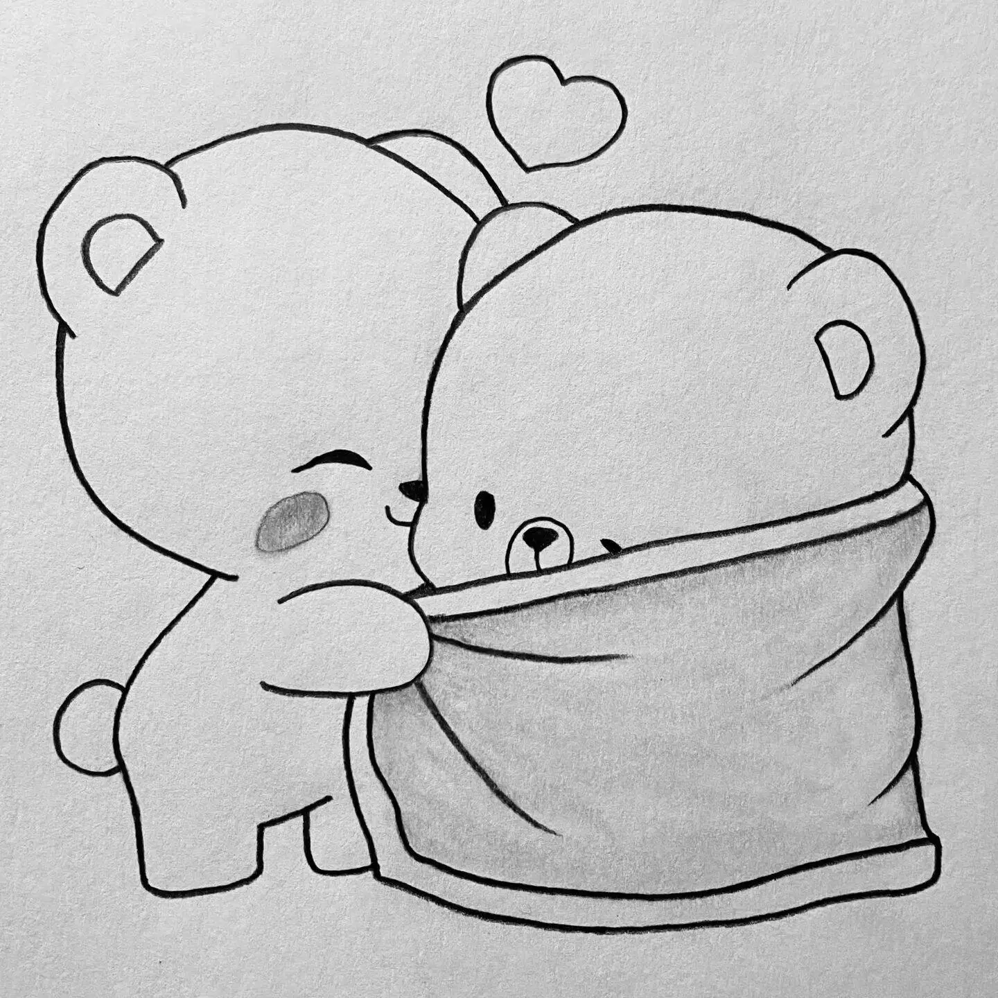 Cute Drawing to Draw of Teddy Bears Hugging