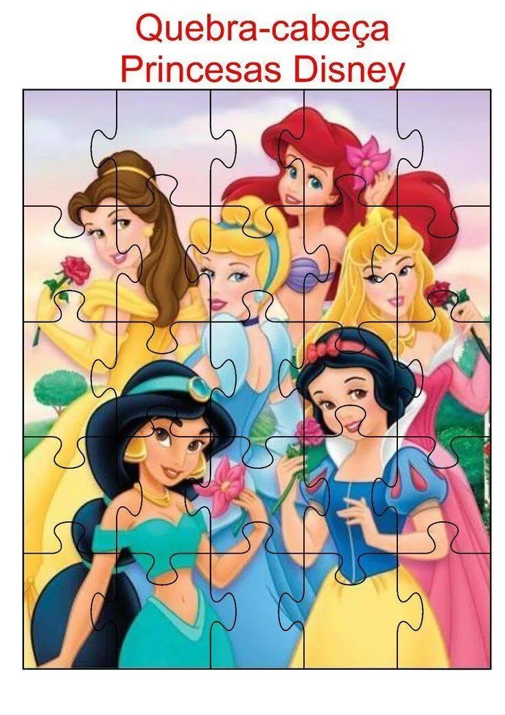 Quebra Cabeça para Imprimir das Princesas Disney