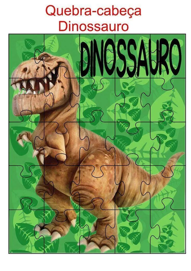 Quebra Cabeça para Imprimir do Dinossauro T Rex