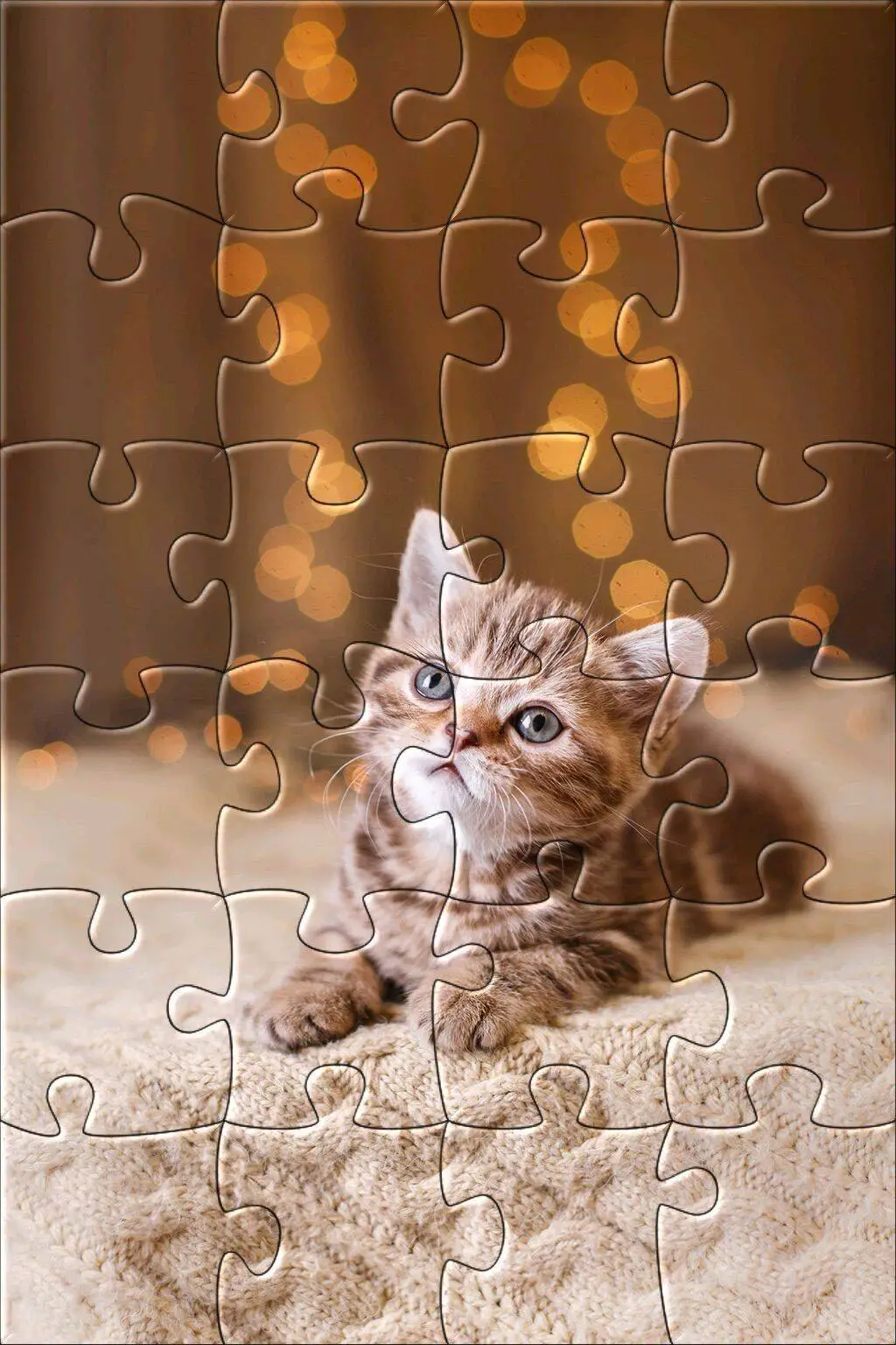 Quebra Cabeça para Imprimir de Gato Fofo