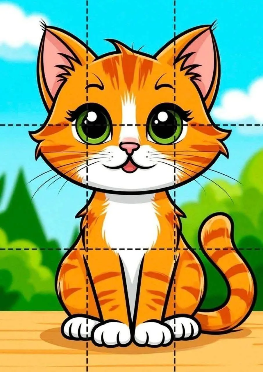 Quebra Cabeça para Imprimir do Gato Fofo