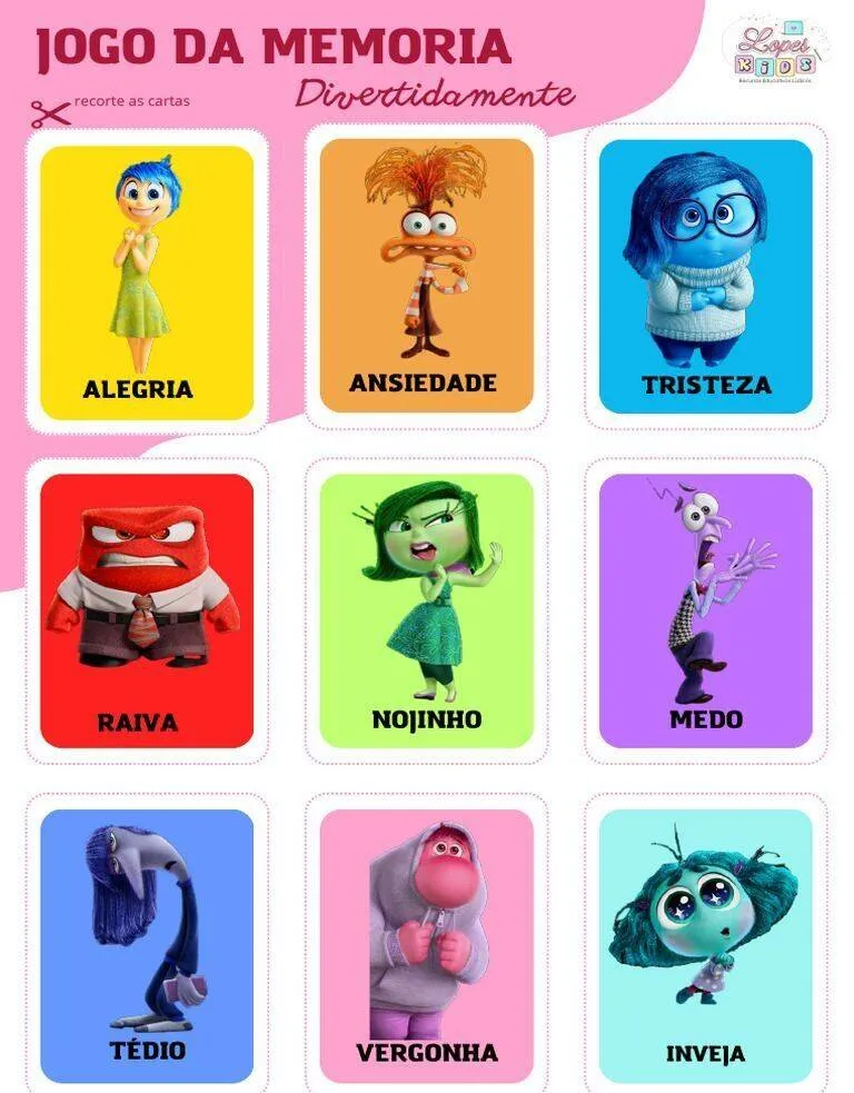 Inside Out Characters Printable Memory Game