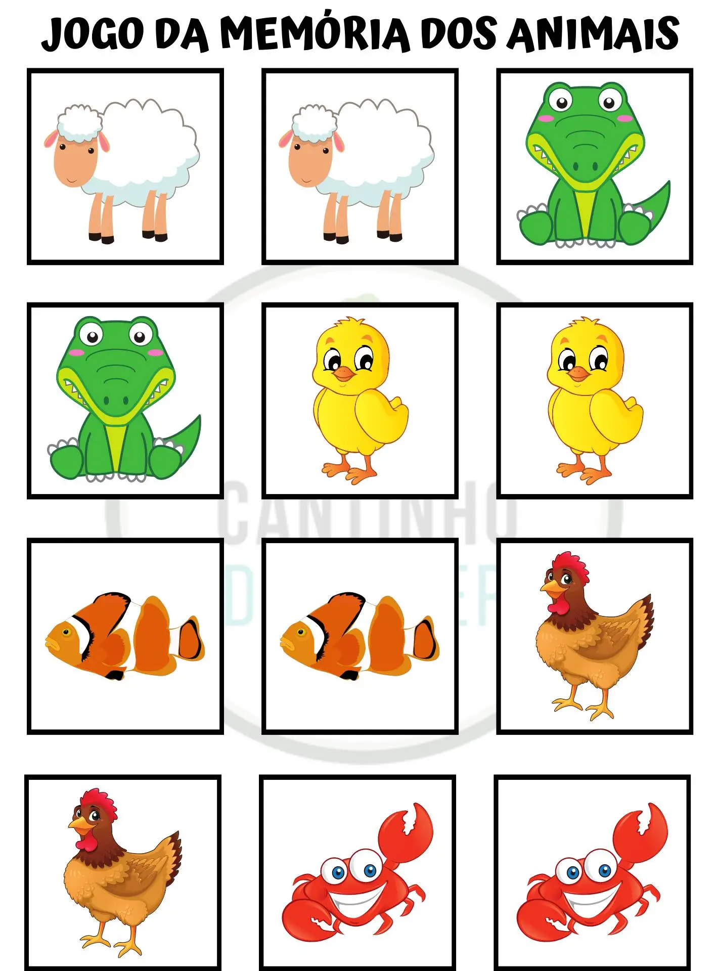 Printable Animal Memory Game