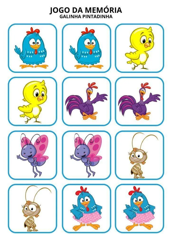 Galinha Pintadinha Printable Memory Game