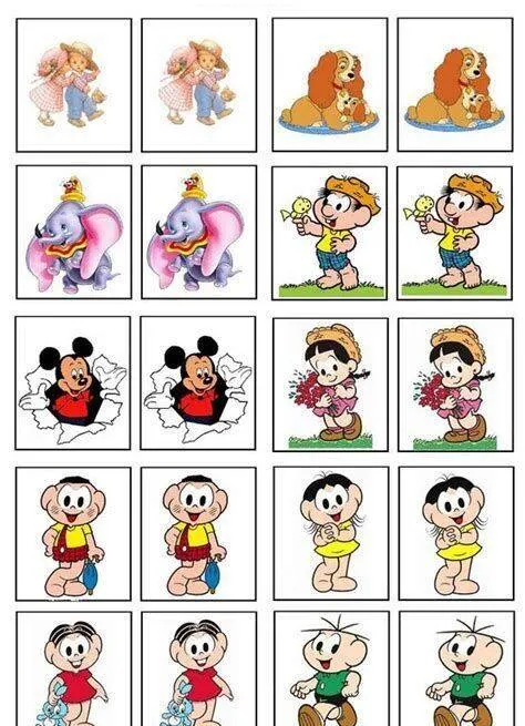 Jogo da Memória para Imprimir dos Personagens Clássicos