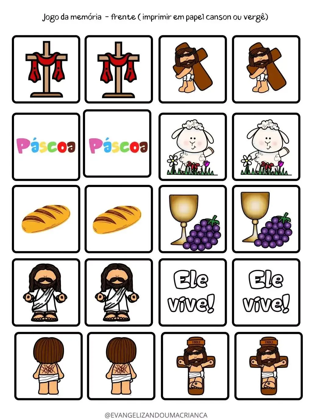 Jogo da Memória para Imprimir da Páscoa
