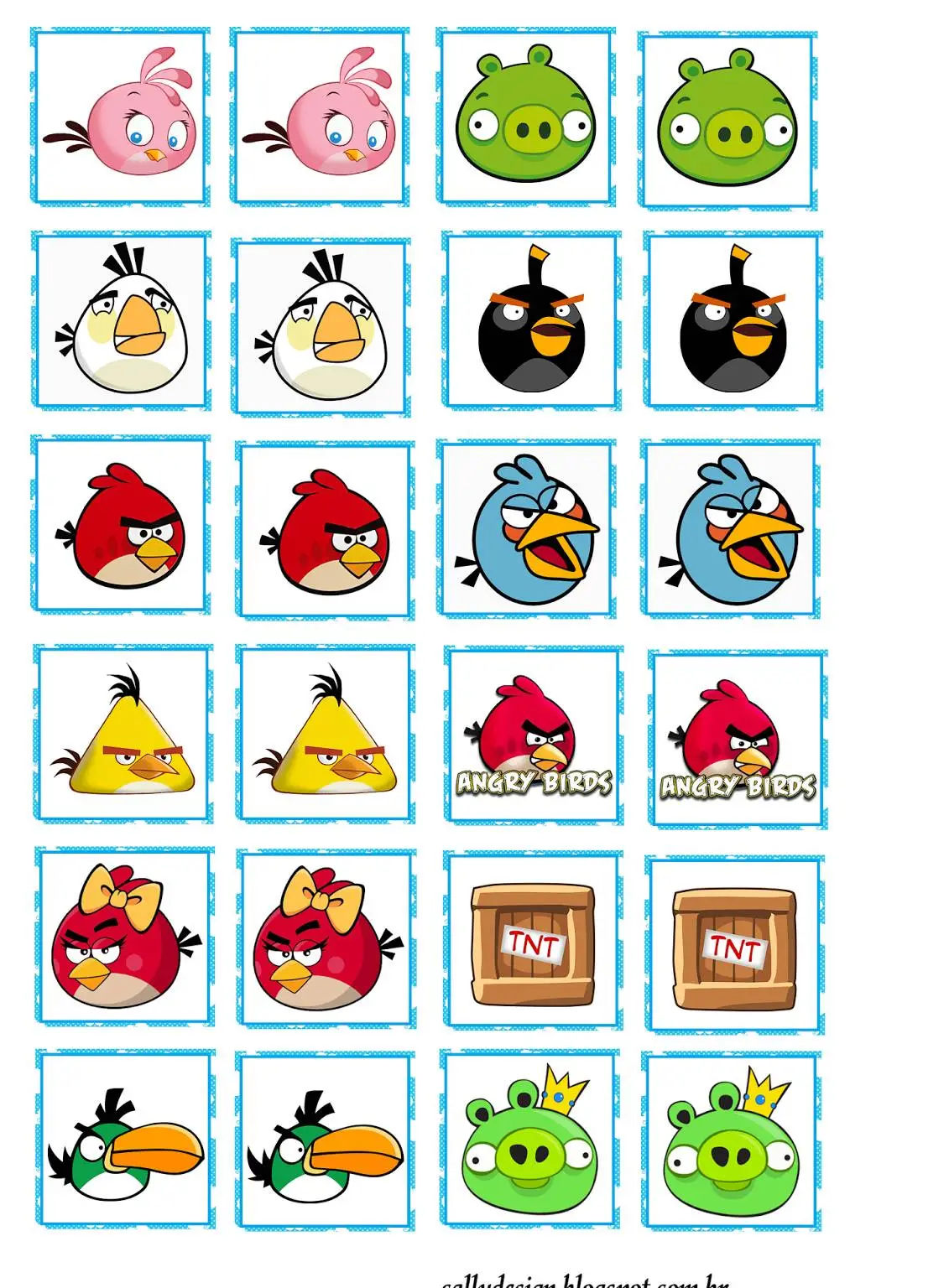 Jogo da Memória para Imprimir dos Angry Birds