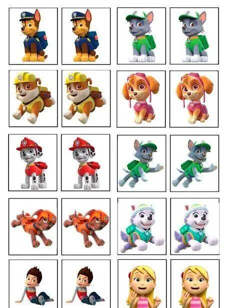 Jogo da Memória para Imprimir dos Patrulheiros Caninos