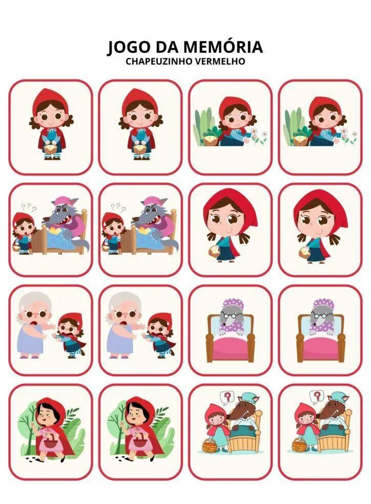 Little Red Riding Hood Printable Memory Game