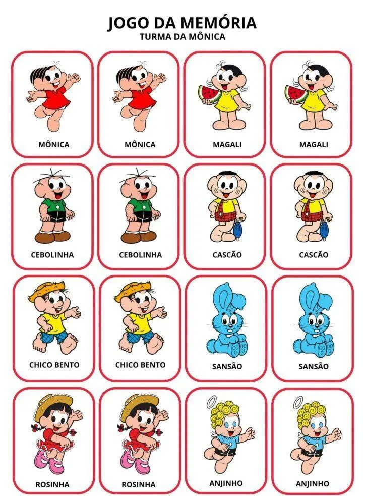 Memory Game to Print by Turma da Mônica