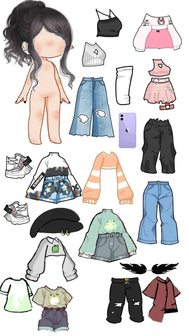 Printable Paper Doll with Modern Clothes and Stylish Accessories