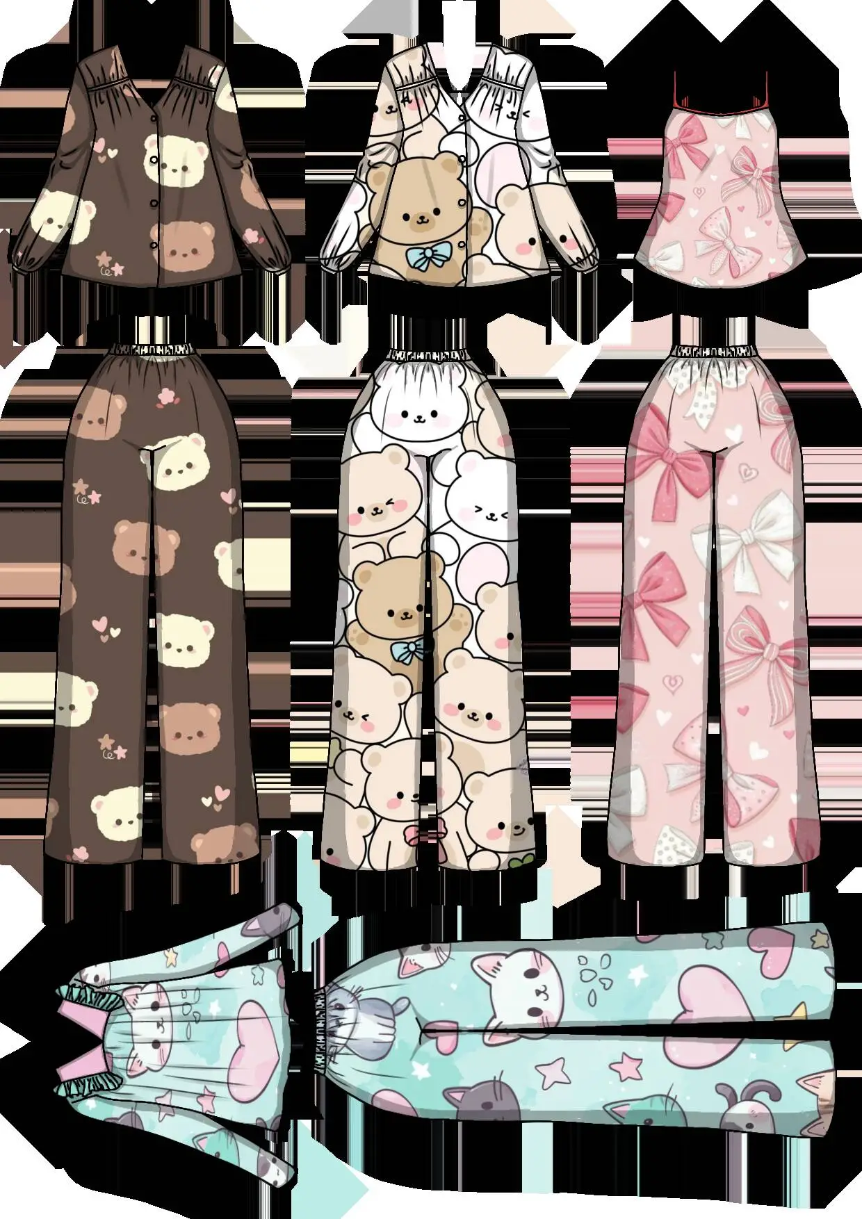 Poupée en papier imprimable avec des vêtements d'ours et des nœuds