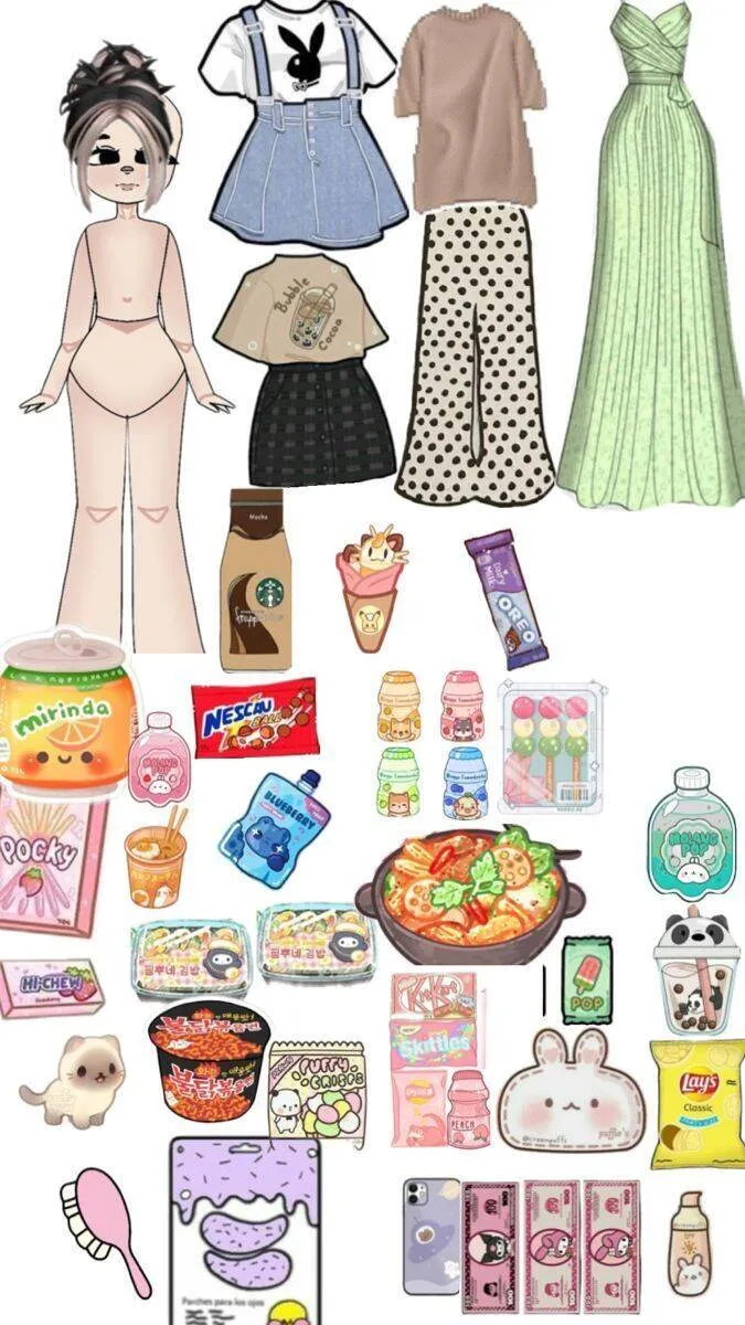 Boneca de Papel para Imprimir com Roupas Estilosas e Acessórios Divertidos