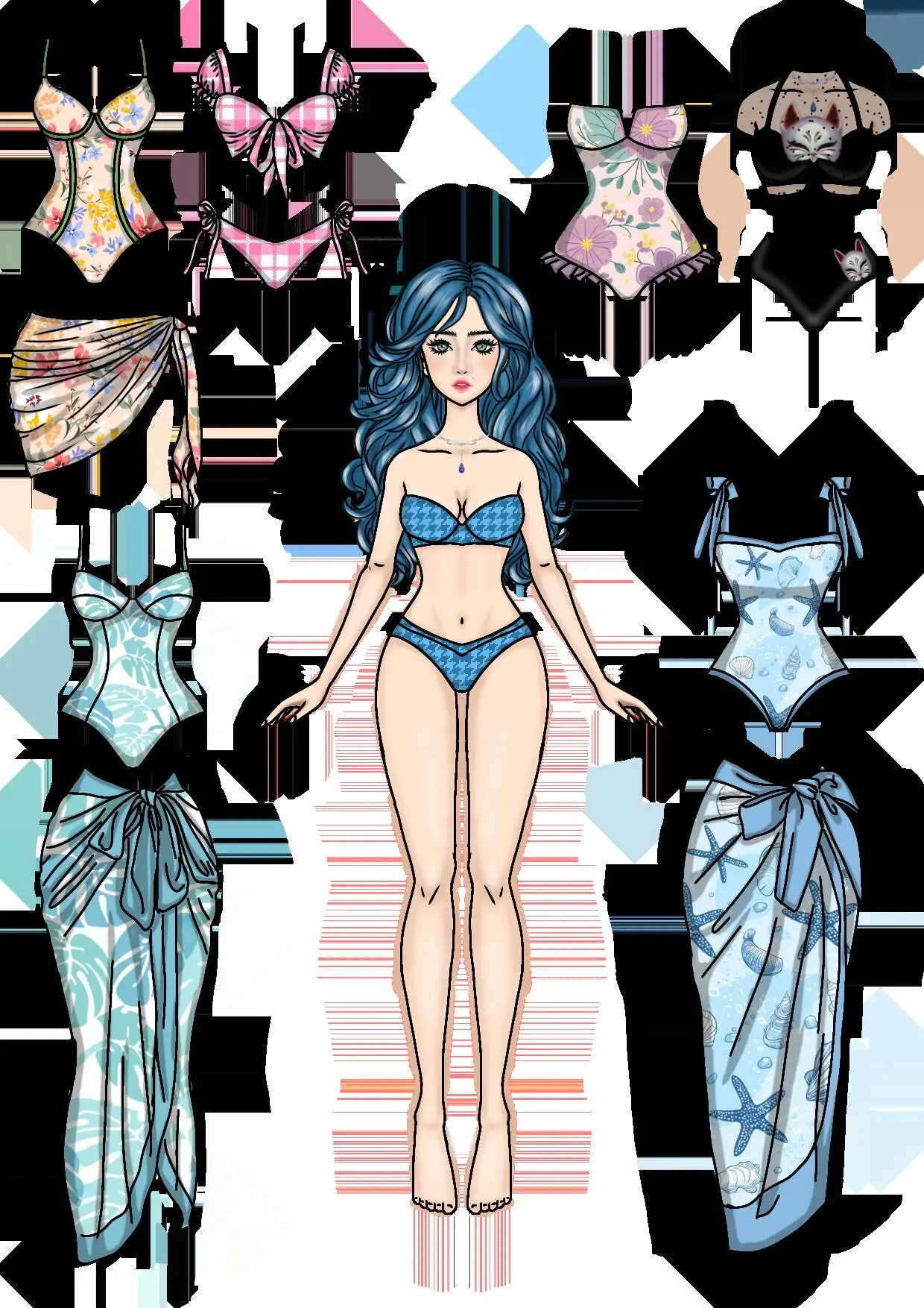 Boneca de Papel para Imprimir com Roupas de Praia e Moda Verão