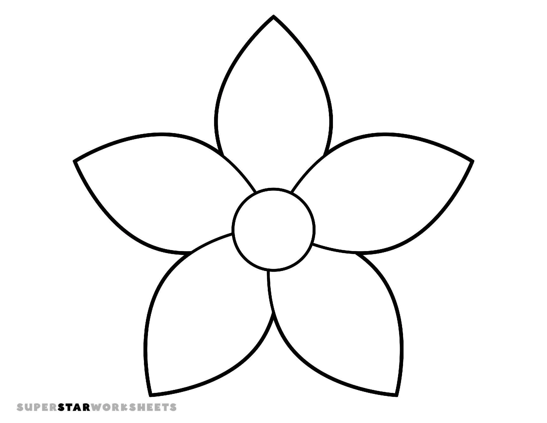 Molde de Flores para Imprimir de Flor Simples com Pétalas Grandes