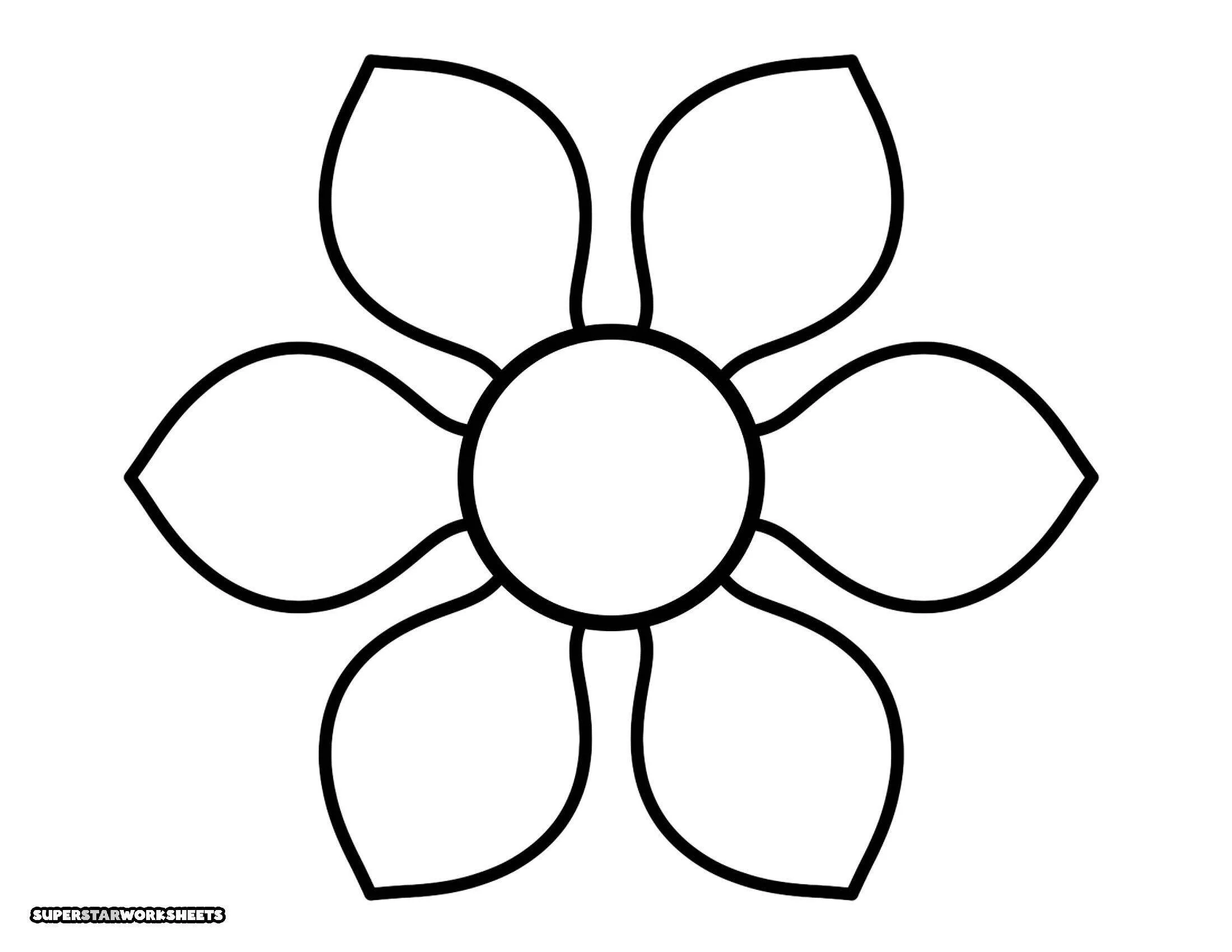 Flower Template to Print Simple Flower with Large Petals