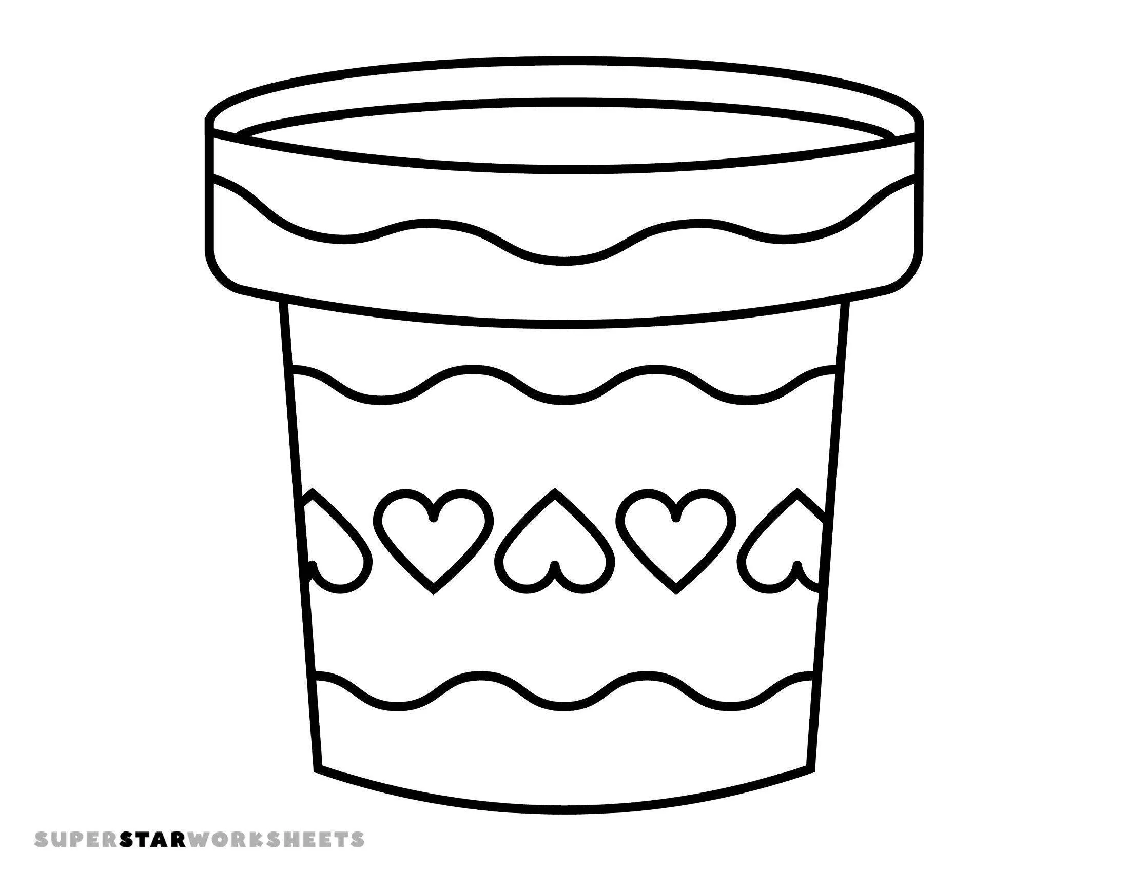 Molde de Flores para Imprimir de Vaso Decorativo com Corações
