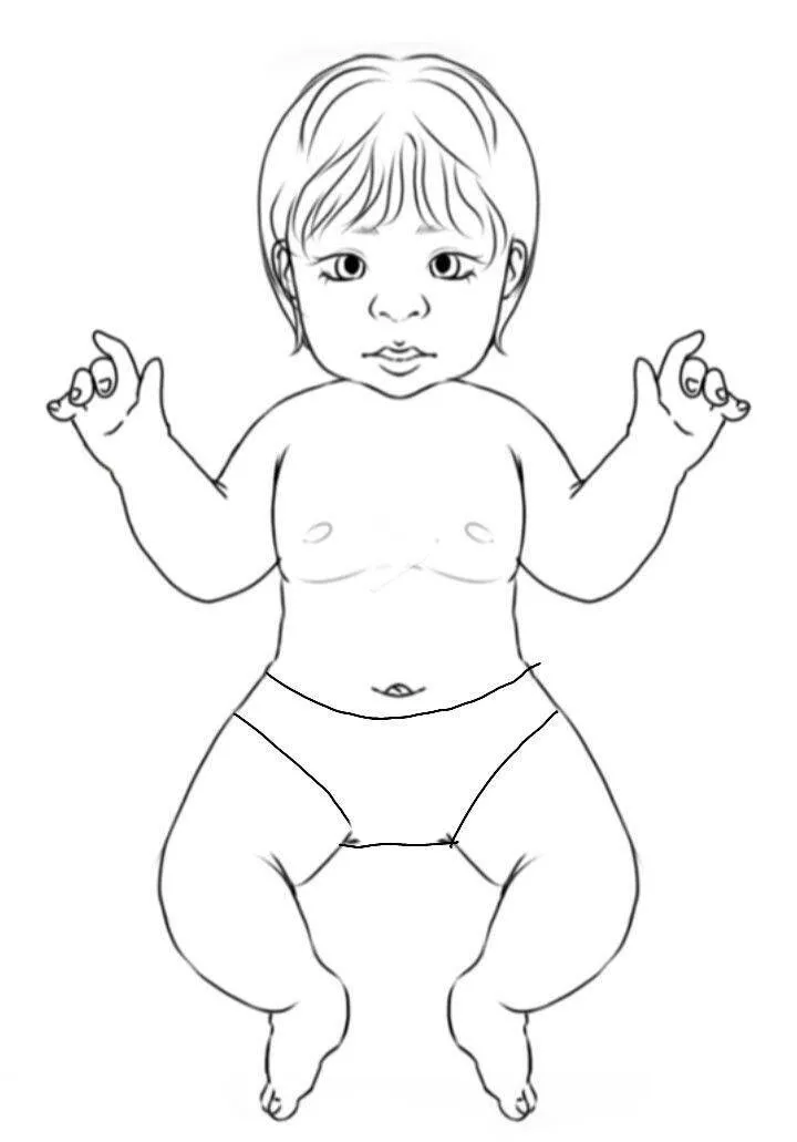 Bebê de Papel para Imprimir com Fralda e Mãos Levantadas