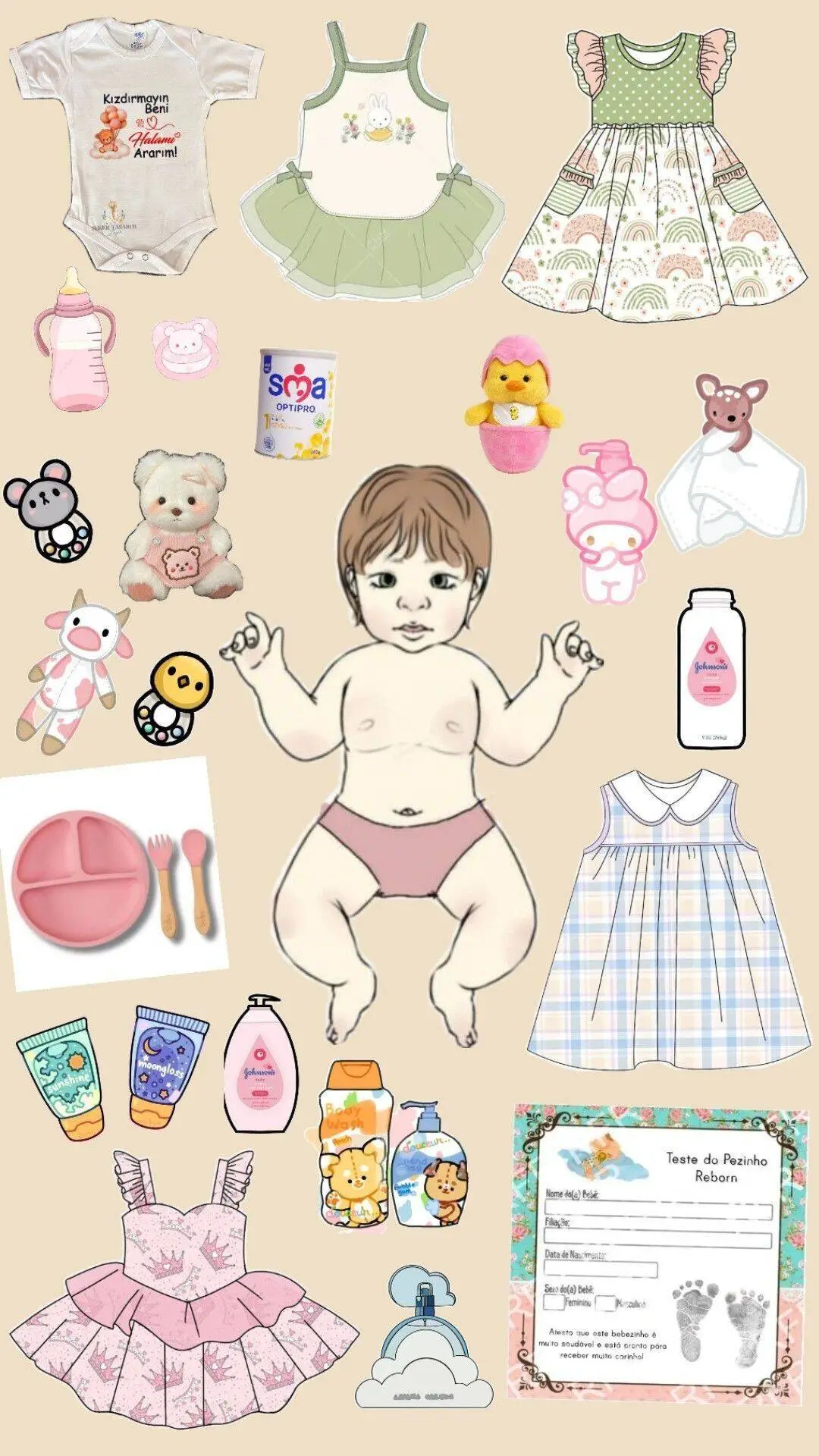 Bebê de Papel para Imprimir com Roupinhas e Acessórios Adoráveis
