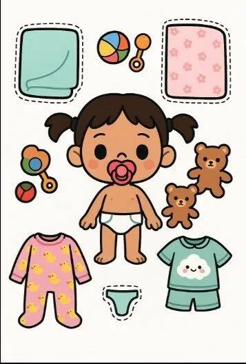 Bebê de Papel para Imprimir com Roupas e Brinquedos
