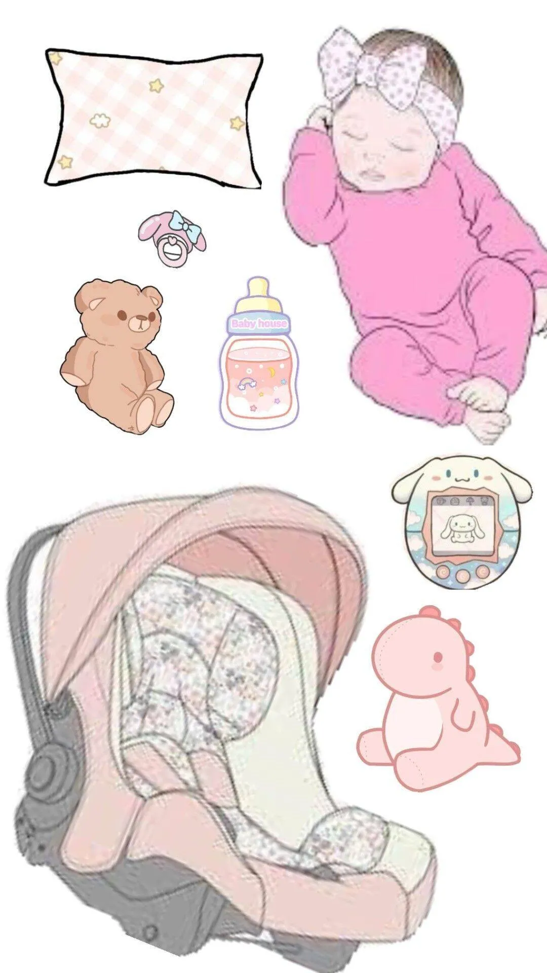 Bebê de Papel para Imprimir com Acessórios de Bebê e Carrinho