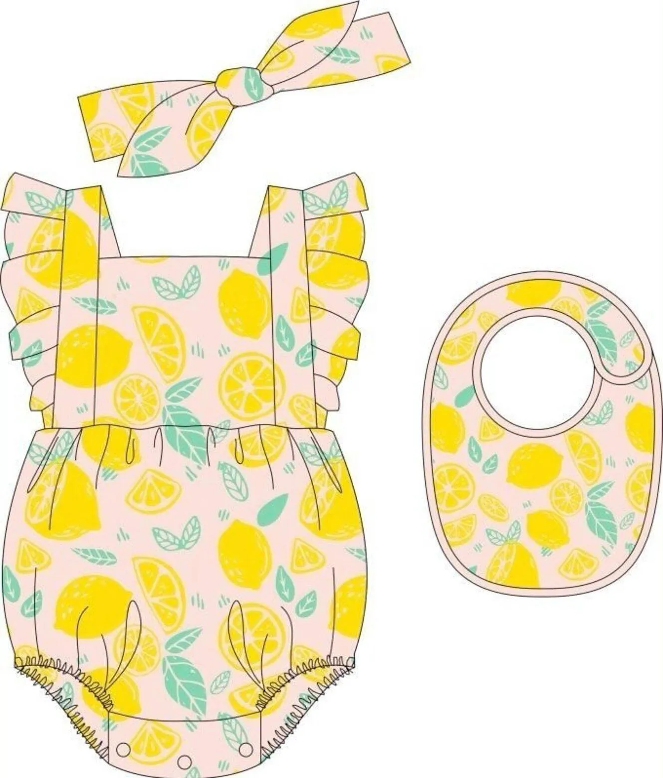 Bebê de Papel para Imprimir com Macacão de Limão e Babador