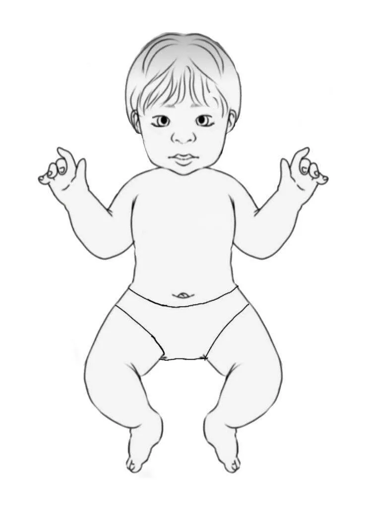 Bebê de Papel para Imprimir com Fralda e Mãos Levantadas