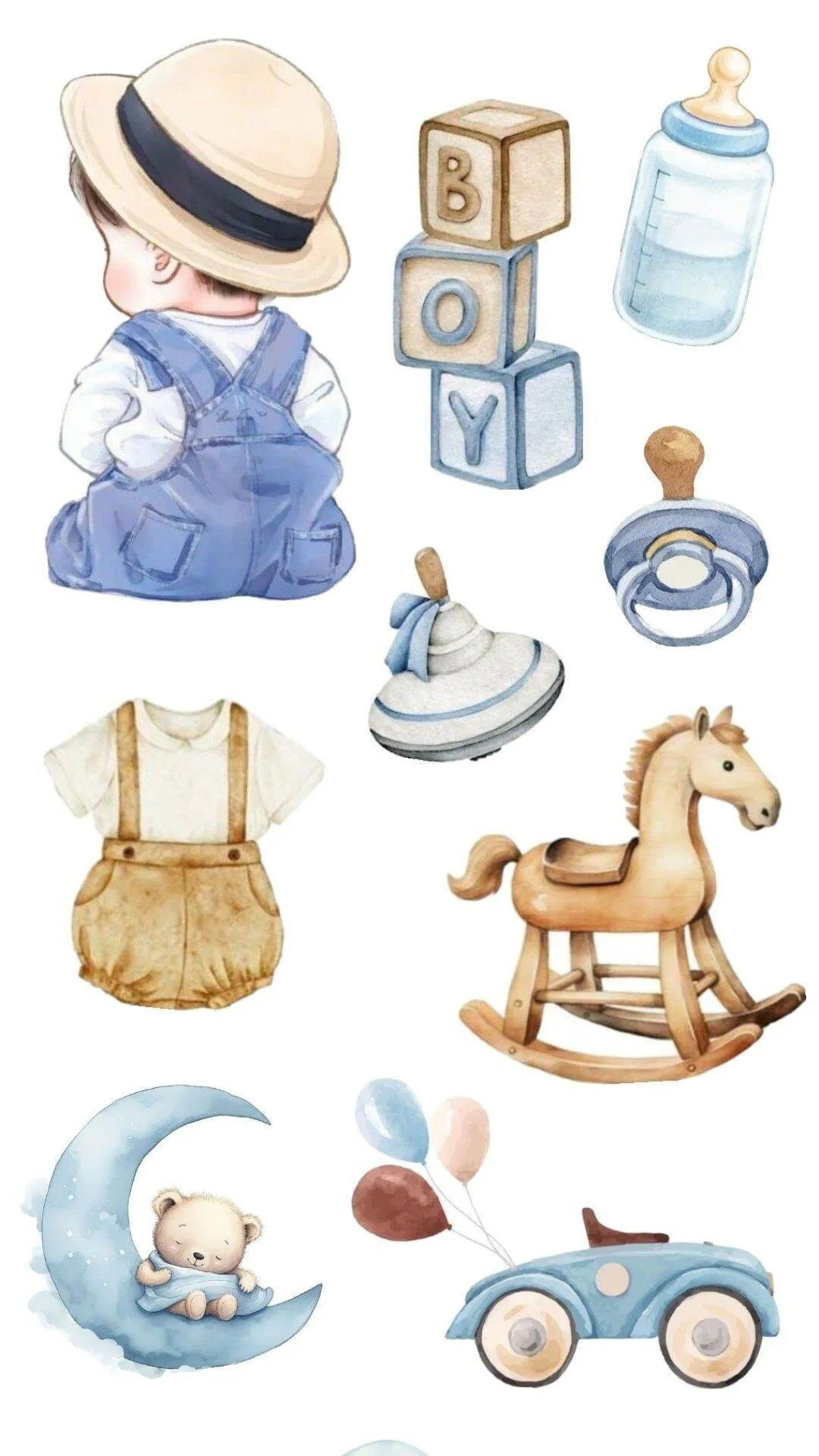 Bebê de Papel para Imprimir com Brinquedos e Acessórios