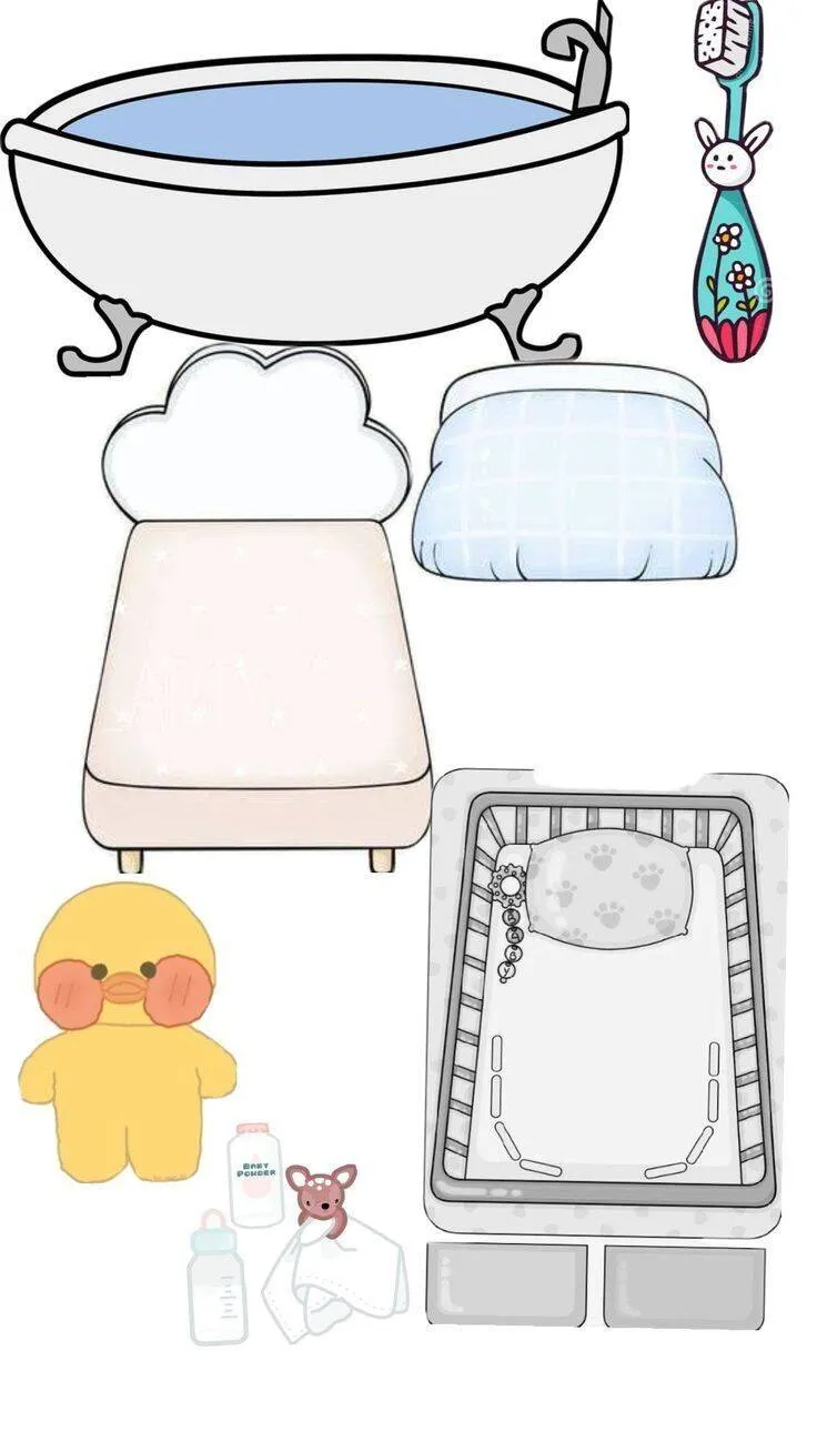 Bebê de Papel para Imprimir com Banheira e Acessórios