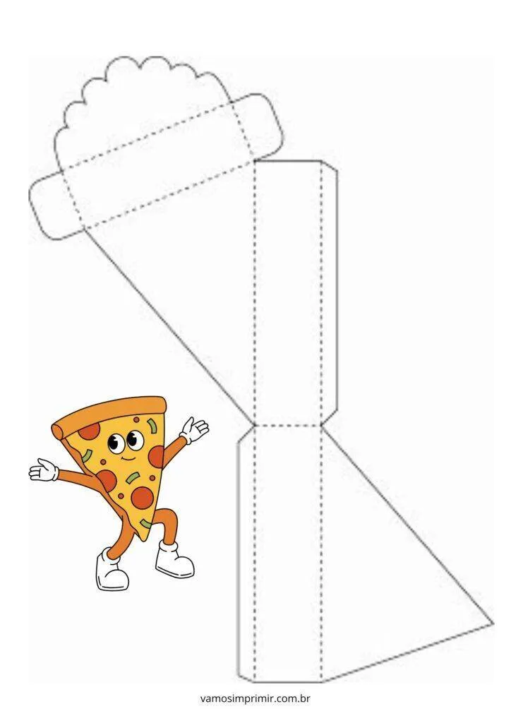 Molde de Caixa para Imprimir de Pizza Divertida