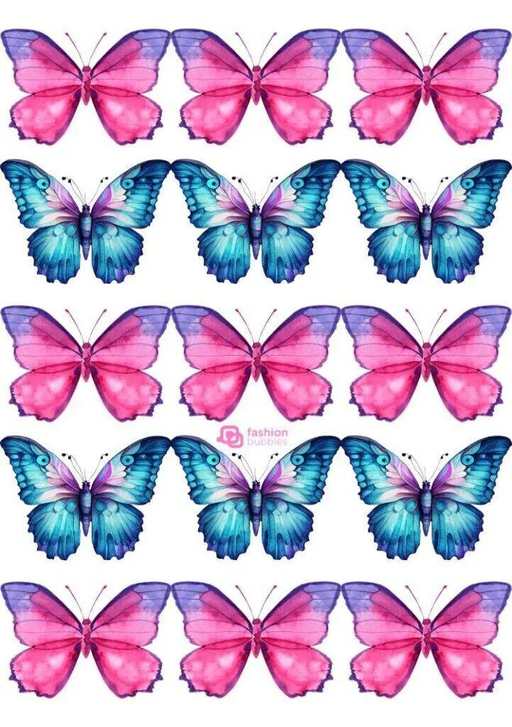 Molde de Borboletas Coloridas para Imprimir e Colorir