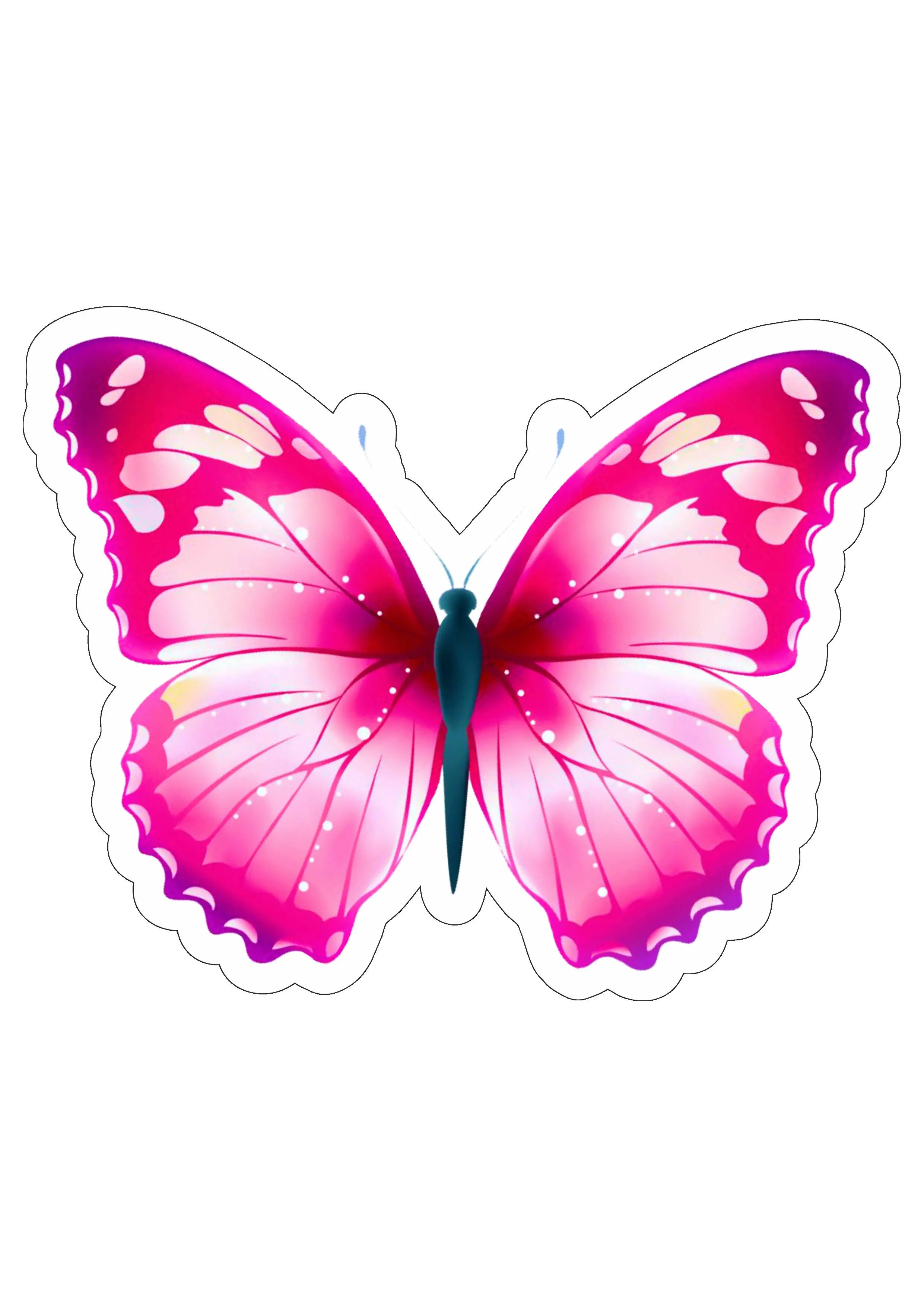 Molde de Borboleta Rosa para Imprimir e Colorir