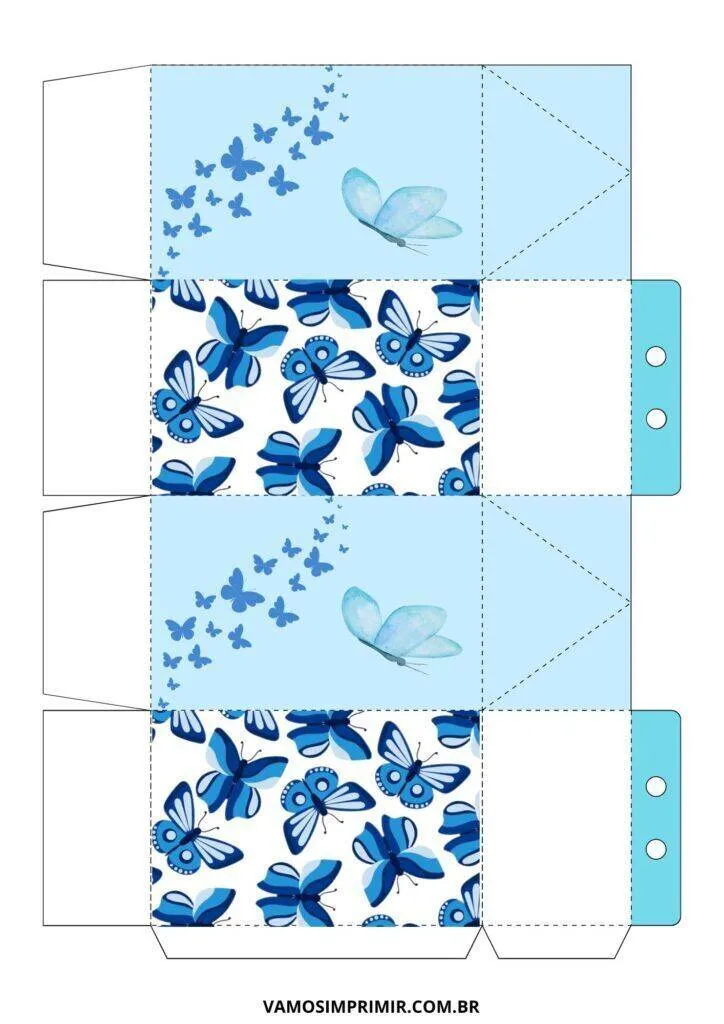 Molde de Borboleta Azul para Imprimir e Colorir com Detalhes Elegantes
