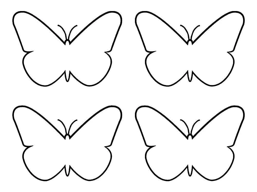 Molde de Borboleta para Imprimir com Quatro Exemplares