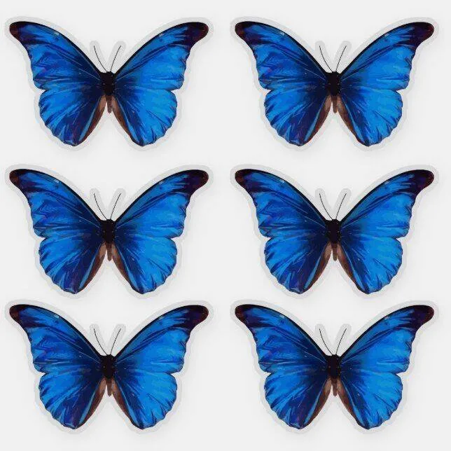 Molde de Borboleta Azul para Imprimir e Colorir com Asas Detalhadas