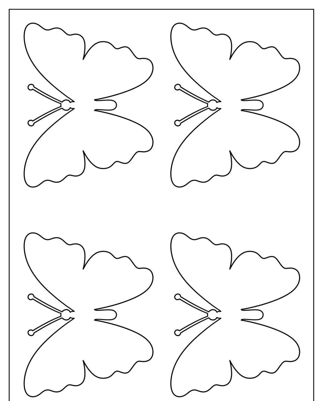 Molde de Borboleta para Imprimir com Design Simples para Colorir