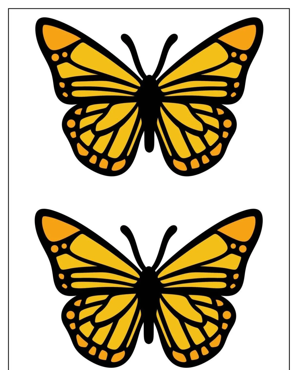 Molde de Borboleta Amarela para Imprimir e Colorir