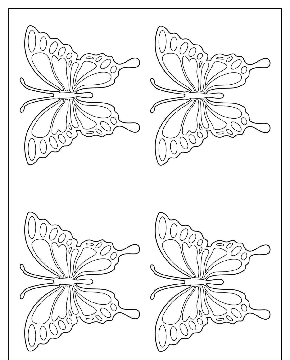 Molde de Borboleta para Imprimir com Detalhes Elegantes