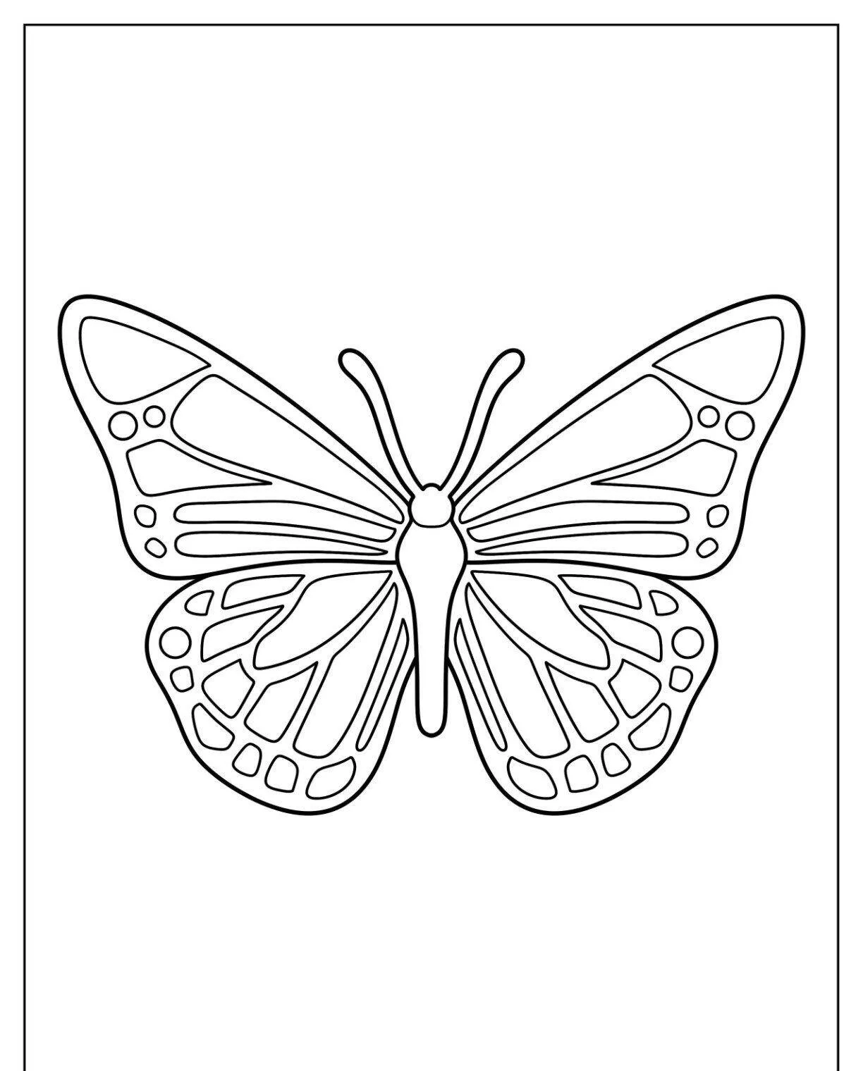 Molde de Borboleta para Imprimir com Asas Detalhadas e Design Elegante